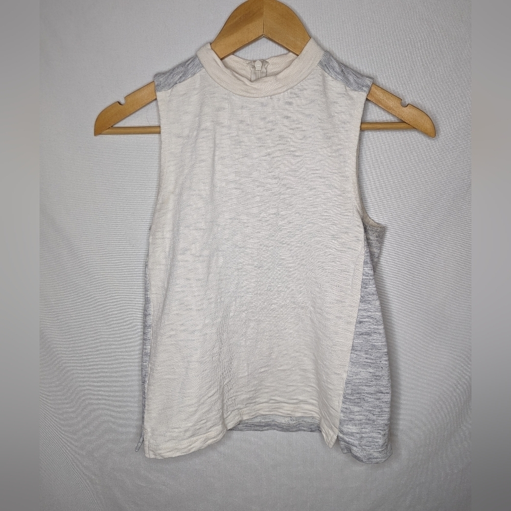 Madewell Ivory Grey Colorblock Sleeveless Mock Neck Tank Sz XS